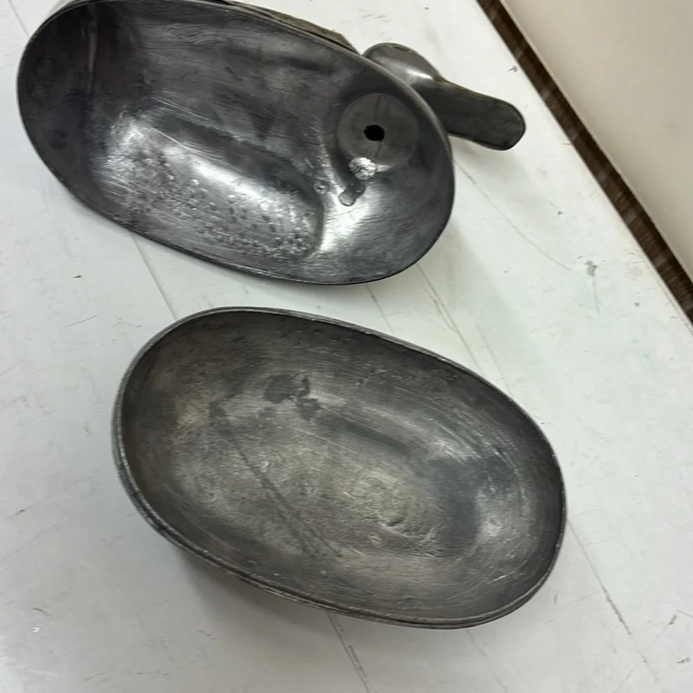MCM Duck Decoy Keepsake Box  Chinese  pewter & brass duck trinket box lidded